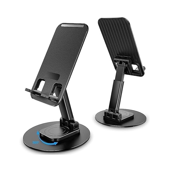 ProKart Premium 360° Rotatable Mobile Phone Holder Stand | Stable Metallic Base | Adjustable & Foldable Dock Tabletop Mount for All Smartphones, Tablets, Kindle, iPad