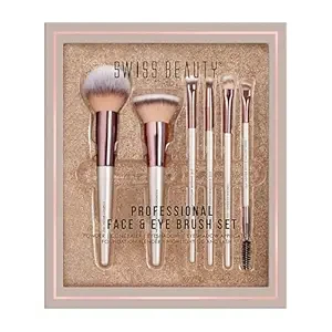Beauty Professional Face & Eye Brush Set of 6 with Synthetic Fibres and Easy Blending For Cream, Liquid & Powder Formulation