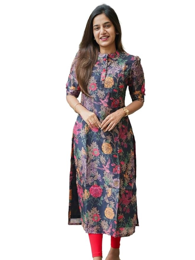 Women's Chanderi Stitched Printed Kurta for Women