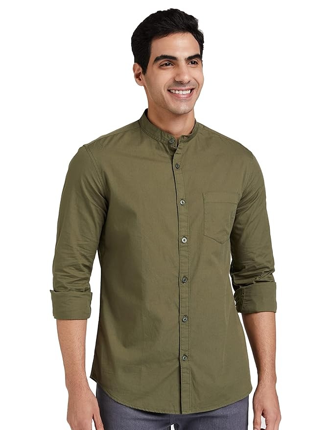 Symbol Men's Cotton Shirt | Chinese Collar | Casual | Plain | Full Sleeve | Summer - Regular Fit (Available in Plus Size and Combo Packs)