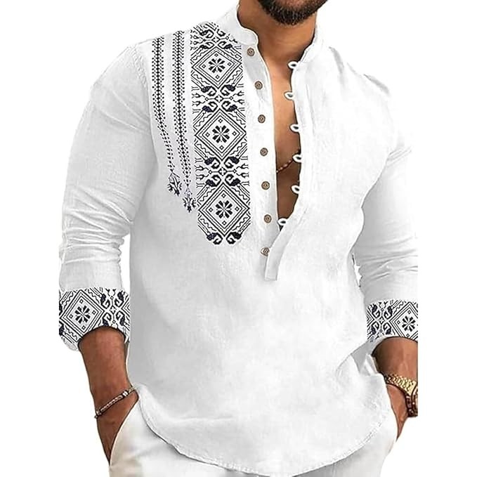 Men's Cotton Blend Mandarin Collar Self One Design Full Sleeve Casual Short Kurta