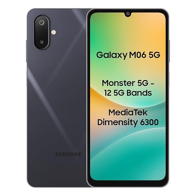 Samsung Galaxy M06 5G (Blazing Black, 6GB RAM, 128 GB Storage) | MediaTek Dimensity 6300